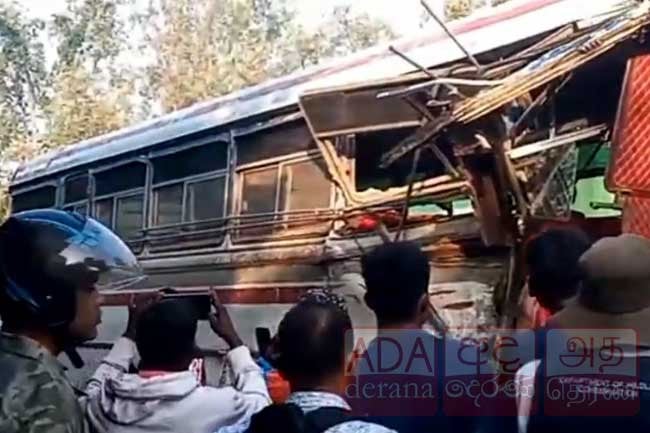 At least 10 injured in collision between two buses and tractor in Minneriya