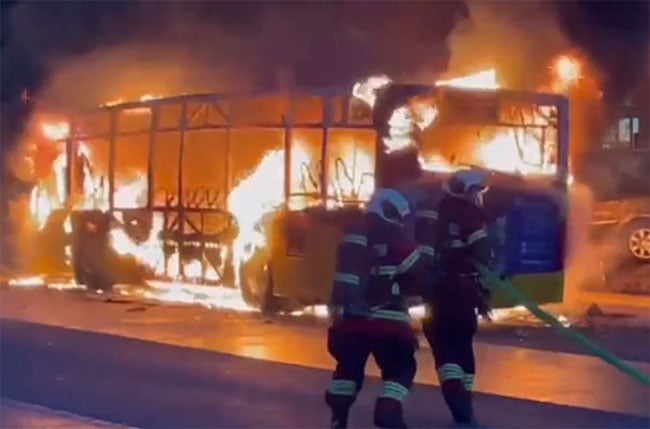 Six die in Swiss bus blaze after reports that person set fire to themselves