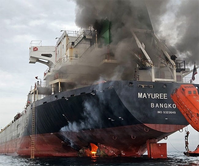 Three crew members believed trapped aboard Thai ship attacked in Gulf- Shipping firm
