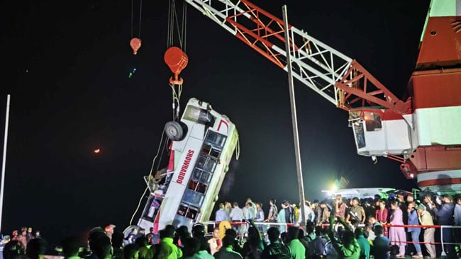 18 bodies recovered after bus plunges into Bangladesh s Padma River