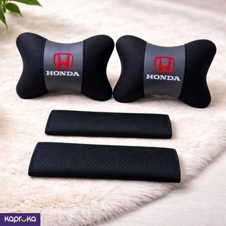 Honda Premium Car Headrest Pillow And Seat Belt Cushion Set  Online for none