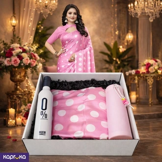 Blush Elegance Satin Saree Gift Set  Online for none