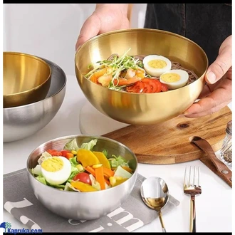 Golden Stainless Steel Salad Bowl - Multipurpose Cooking And Ser  Online for none