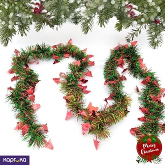 Festive Green Christmas Tree Garland With Red Decorations  Online for none