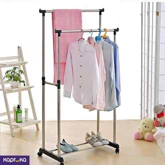 Adjustable Double Rail Garment Rack With Wheels Buy Household Gift Items Online for specialGifts