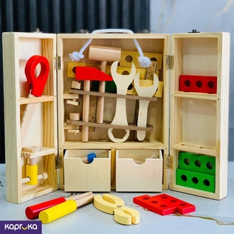 Kids Wooden Tool Box Set - Educational Pretend Play Construction  Online for none