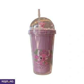 Stitch Design Colorful Crystal Ice Cup Water Bottle with Straw Purple 650ml Buy childrens Online for specialGifts