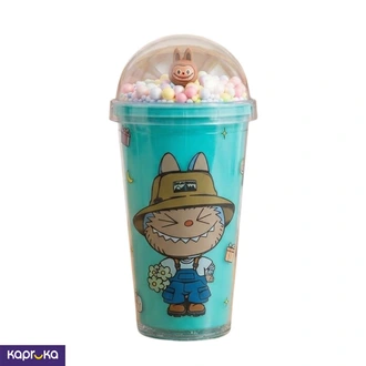 Labubu Design Colorful Crystal Ice Cup Water Bottle with Straw Green 650ml Buy childrens Online for specialGifts