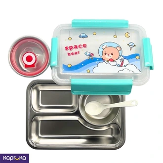 Bear Space Design 3 Compartment Lunch Box Stainless Steel Lunch Box Large Buy childrens Online for specialGifts