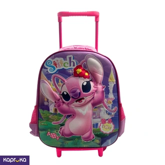 3D Kids Single Trolley Bag  Single Pocket  Stitch Pink  12H x 10L x 5W Buy childrens Online for specialGifts