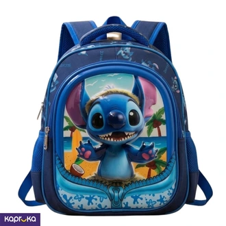 3D Kids Preschool Bag  Double Pocket  Zip Design  Stitch Blue  12H x 10L x 5W Buy childrens Online for specialGifts