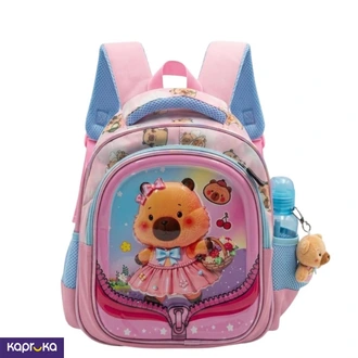 3D Kids Preschool Bag  Double Pocket  Zip Design  Bear Design Pink  12H x 10L x 5W Buy childrens Online for specialGifts