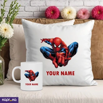 Personalized Spiderman Name Pillow And Mug  Online for none
