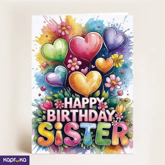 Happy Birthday Sister Card Colorful Floral Birthday Greeting Card For Sister Buy Adarei Pvt Ltd Online for GREETING CARDS