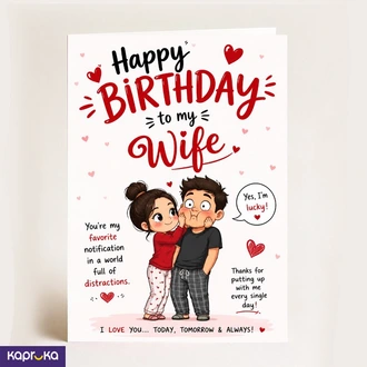 Happy Birthday Wife Card - Funny Romantic Cute Couple Card  Online for none
