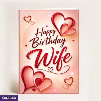 Happy Birthday Wife Greeting Card - Romantic Heart Design  Online for none