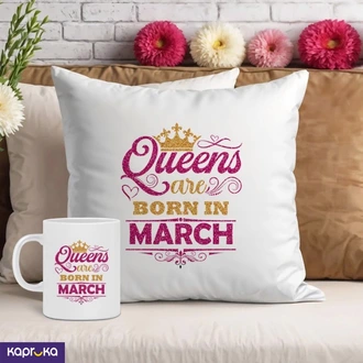 Queen Are Born In March Pillow And Mug  Online for none