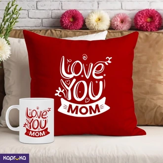 Love You Mom Red Pillow And Mug Gift Set Buy Household Gift Items Online for specialGifts