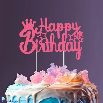 Pink Glitter Princess Happy Birthday Cake Topper  Online for none