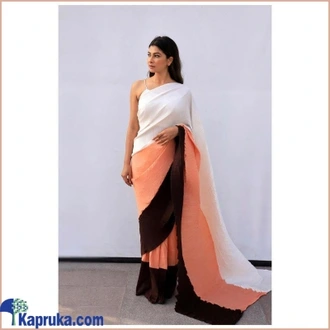 White, Peach Namp; Brown Crushed Exclusive Pattern Saree  Online for none