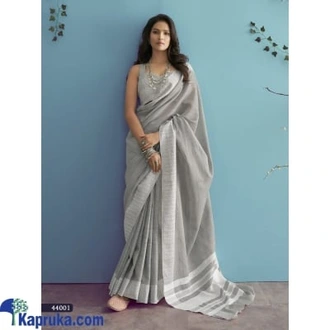 Soft Linen silk with Chikankari Weaved Border Buy Clothing and Fashion Online for specialGifts
