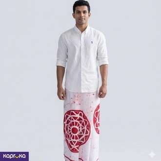 Handcrafted Batik Sarong In Dark Red On White Background  Online for none