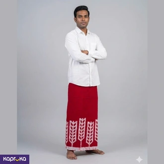 Handcrafted Batik Sarong In Red P017  Online for none