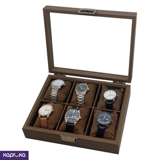 Walnut Watch Box Organiser Dark Brown 6 Slot With Baggy Cushion  Online for none