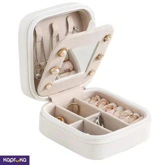 Mini Jewellery Pouch With Mirror Organizer Travel Friendly White  Online for none