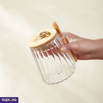 Kitchen Glass Jar Conical 700 Ml Canisters Storage With Spoon Sp  Online for none