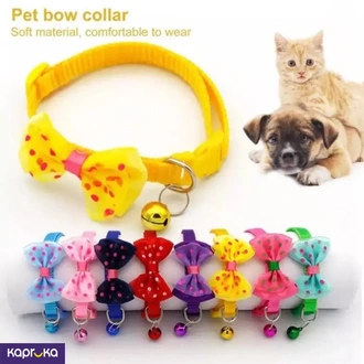 Cute Dotted Bowknot Small Pet Collar With Bell Cute Nylon Cat Necklace Kitten Puppy Adjustable Belt Buy pet Online for specialGifts
