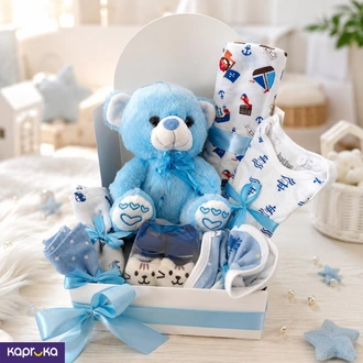 Soft Blue Teddy Baby Gift Box  Online for none