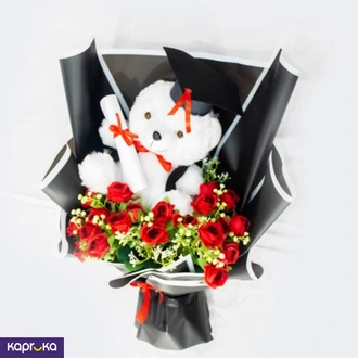 Graduation Celebration Bouquet With Graduation Teddy And Artific  Online for none