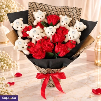 Teddy Rose Embrace Bouquet Buy Soft and Push Toys Online for specialGifts