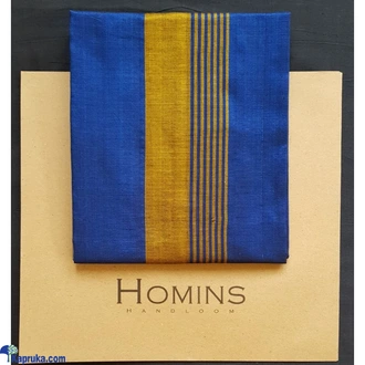 HOMINS HANDLOOM GENTS SARONG ROYAL BLUE AND GOLDEN YELLOW STRIPES Buy Homins International Online for CLOTHING