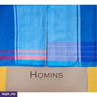 Homins Handloom Gents Sarong Royal Blue And Turquoise Blue Design With Two Borders Buy Homins International Online for CLOTHING