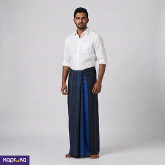 Homins Handloom Gents Sarong Angel Collection Black And Royal Blue Buy Clothing and Fashion Online for specialGifts