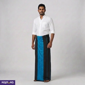 Homins Handloom Gents Sarong Black And Turquoise Blue Buy Clothing and Fashion Online for specialGifts