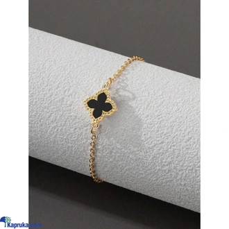 Stainless Steel Gold Plated Black Clover Bracelet - Women`s Jewe  Online for none