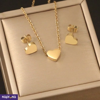 Elegant Heart Pendant Necklace And Stud Earrings Set - Women`s J  Online for none
