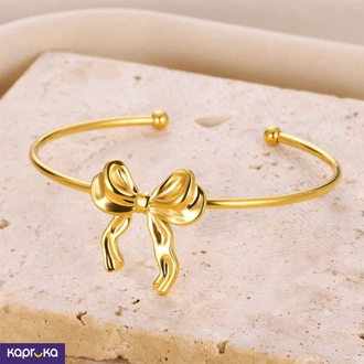 Stainless Steel Gold Plated Bow Bangle - Limitededition - Women`  Online for none