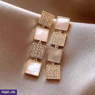 Square Detailed Minimal Cocktail Earrings - Limitededition - Wom  Online for none