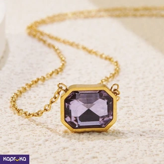 Stainless Steel Rec Purple Zircon Necklace - Limitededition - Wo  Online for none