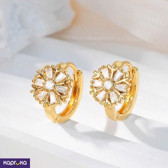 Stainless Steel Gold Tone Snowflake Hug Earrings - Limitededitio  Online for none