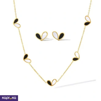 Black And White Hearts Stainless Steel Jewellery Set Buy Jewellery Online for specialGifts