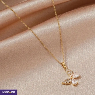 Stainless Steel Cubic Zirconia Butterfly Pendant Necklace - Limi  Online for none