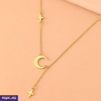 Stainless Steel Gold Plated Star And Moon Necklace - Limitededit  Online for none
