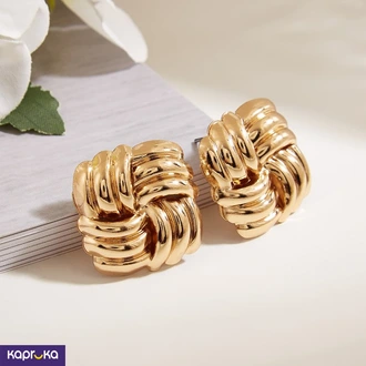 Twisted Square And Cross Button Stud Earrings - Limitededition -  Online for none