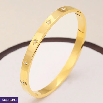 Gold Plated Octagram Cz Steel Cuff Bangle Buy Jewellery Online for specialGifts