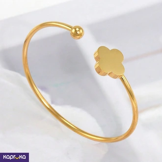 Gold Plated Stainless Steel Clover Open Bangle Buy Jewellery Online for specialGifts